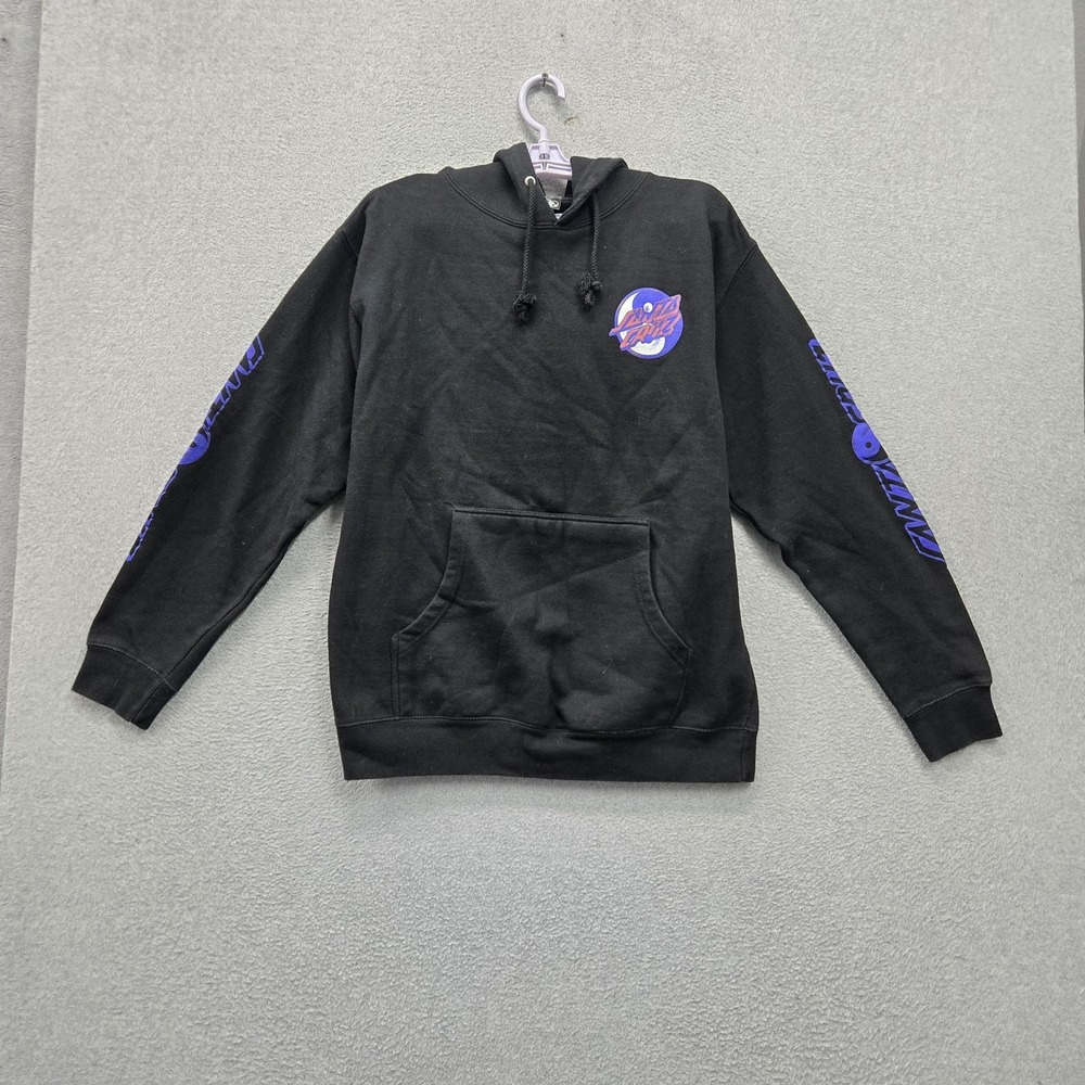 Santa Cruz Men Hoodie M Black Yin Yang Dot Logo Graphic Fleece Pullover Pocket
